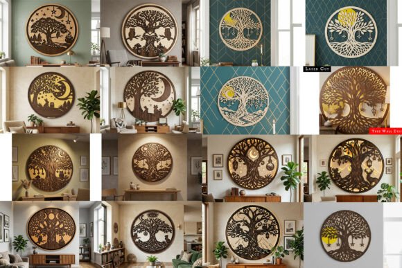 Download Laser Cut Moon Tree Wall Art SVG Bundle - Moon Collection