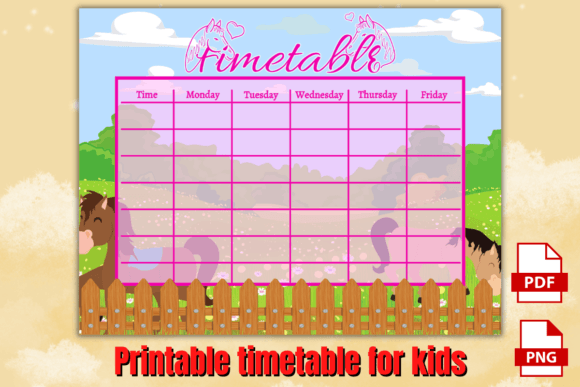 Download School Timetable for Kids Horse Theme - Horse theme Collection