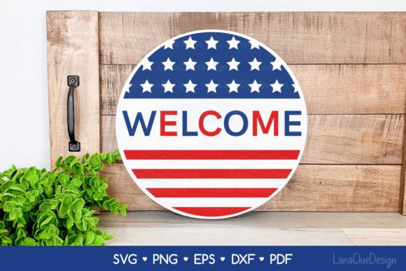 Download American Welcome Round Porch Sign SVG - Round porch sign Collection