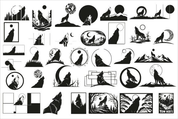 Download Bold Wolf Howling at the Moon Panel - Moon Collection