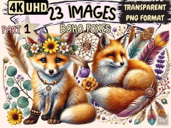 Download Boho Foxes P1 Clipart - Foxes Collection