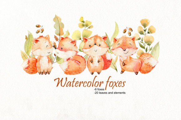 Download Watercolor Foxes. Clipart. - Foxes Collection